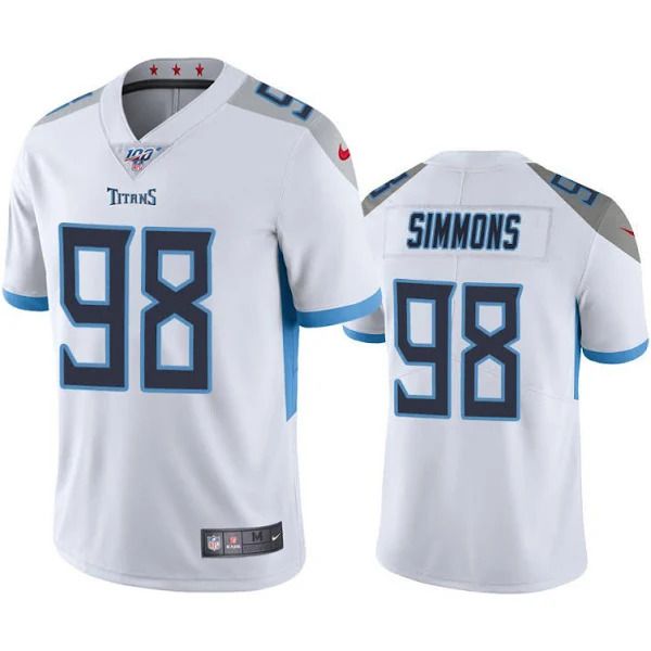 Men Tennessee Titans #98 Jeffery Simmons Nike White 100th Vapor Limited NFL Jersey->tennessee titans->NFL Jersey